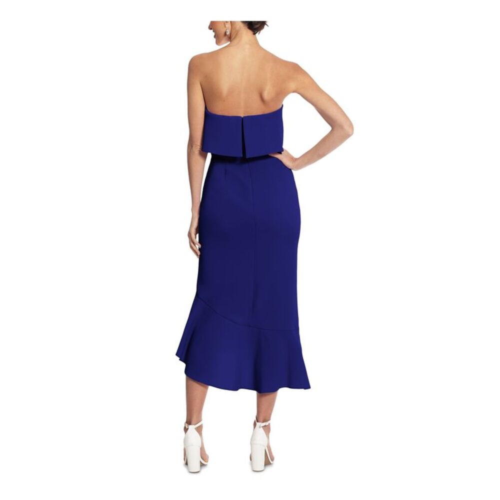 XSCAPE Womens Blue Sleeveless Strapless Above The Knee Cocktail Hi-Lo Dress 2 - Picture 2 of 4